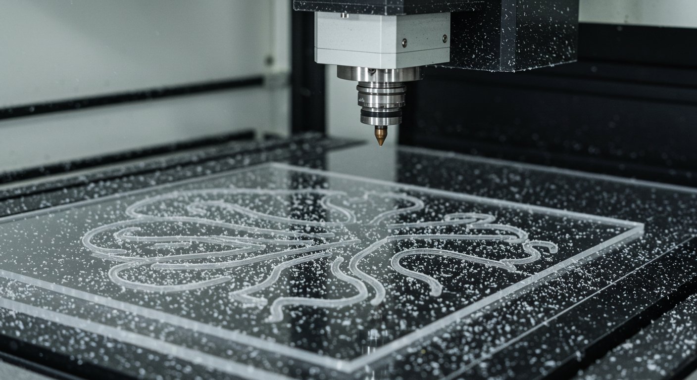 Фрезеровка акриловой панели на ЧПУ Фрезеровка акриловой панели на ЧПУ